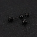 Pair of 16g black stainless steel barbell earrings with faceted ball and screw-back - Round Ball-5mm / Black