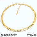 Golden flat NK Cuban chain necklace in stainless steel 400x6.6mm with hallmark - 400x6.6mm Gold Necklace (KN288918-Z)