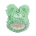 Primer plano de diadema de peluche verde con ojos grandes y textura suave - verde claro