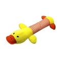 Durable plush duck toy for dogs with squeaky sound and orange striped body design - New Striped Duck