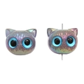 Blue and purple gradient acrylic cat beads with metallic finish for DIY bracelets - 19x16mm Hole 3mm / Transparent Grey Cat with Blue Eyes