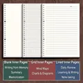B5 A4 loose-leaf paper refills with blank, grid, and ruled styles on wooden desk - A5 / Refill (Lined) / 60Pcs/Pack / Off-white