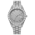Silver hip hop watch with iced out rhinestones, Roman numerals and calendar display - Silver Roman Numerals