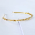 Gold bridal headband featuring natural raw yellow crystal stones on a minimal wire frame - Single Row / Citrine-Single Row