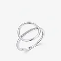 Anello cerchio geometrico in argento sterling S925 minimalista con zirconi cubici pavé - US 5 / Argento