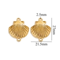 Golden stainless steel seashell pendant charm with dimensions 27x21.5mm for DIY jewelry - Gold Double-hole Shell-511