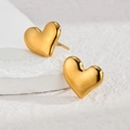 Pendientes de botón de corazón minimalistas en acero inoxidable chapado en oro de 18 quilates - Dorado