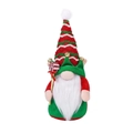 Christmas gnome doll in red and green stripes with a candy cane and tiny bell - Male Elf Gnome Doll