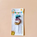 Number 5 galaxy starry sky gradient birthday candle with blue, purple and gold colors - Number 5 / Green Pink Gold Gradient