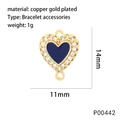Detalle del colgante de corazón en esmalte azul 14mm chapado en oro 18K con circonitas - Azul Oscuro