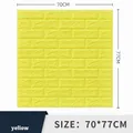 Autocollant mural 3D auto-adhésif en mousse XPE jaune citron, taille 70cm x 77cm - Motif Brique Jaune Vif