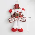 23cm Christmas snowman plush pendant with red plaid hat and Merry Christmas sign - Plaid Hat/Long Leg Design / Style E Snowman