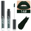 Détail du rouge à lèvres liquide vert foncé mat n°14 montrant texture et application - 14#