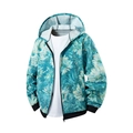 Chaqueta retro con capucha para hombre con estampado floral y puños acanalados - S / Crisantemo Azul