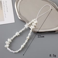 Elegante ciondolo per cellulare in perle bianche con cuori e stelle su vassoio - Stile Sei Cuori Di Perline (K3162)