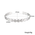 Silver stainless steel heart-shaped open bangle with dimensions and weight specs - Polished Heart Open Cuff (Steel Color)