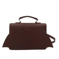 Gothic bat wing crossbody handbag in dark chocolate brown leather with top handle - Brown