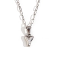 Silver paperclip chain necklace with a thick 3D bubble letter Y pendant for women - Silver-Y