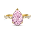 Anello con pietra rosa a forma di pera in argento sterling S925 placcato oro - US 5 / Oro-Rosa