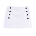 Mini-jupe blanche taille haute en coupe trapèze avec boutons noirs décoratifs contrastés - XS / Blanc