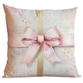 Rosa Kissenbezug zu Weihnachten mit goldenen Pailletten und Schleifendesign - Rosa Schleife