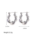 Silver twisted croissant hoop earrings in stainless steel, size 2.17cm by 2.05cm - Steel Color (TE19132A0W0)
