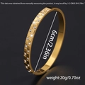 Gold plated titanium steel waffle ring with dual row crystals, 6cm inner diameter - Inlay / Gold