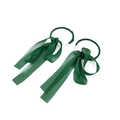 Elegant deep green chiffon ribbon bow earrings with silver needles for summer vacation style - Green