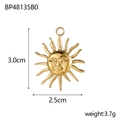 Detailed view of a gold sun face pendant measuring 3.0cm by 2.5cm weighing 3.7g - Gold Sun Shape Pendant (BP48135B0)