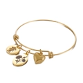 Adjustable golden bracelet with heart, girl silhouette, and daisy flower charms - Gold Color November (KB158064-Z)