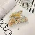 Dreamy acetic acid butterfly hair claw with gold sun moon accents and sparkling rhinestones - Pink Yellow-Rhinestone Sun Hollow Butterfly