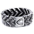 Bracciale punk da uomo con teschi in acciaio inossidabile e maglie a forma di freccia - Stile Teschio Argento Vintage (KB59211-BD)