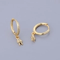 Close-up of gold-plated 925 silver hoop earrings with peace sign charms and S925 hallmark - Peace Gesture Earrings-Gold