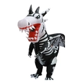 Adult inflatable black and white skeleton dinosaur costume for Halloween party performance - Skull-winged Tyrannosaurus Rex / One Size