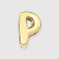 Vintage golden bubble letter P pendant with polished metallic finish and bead hole - Letter P / 14K Gold
