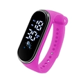 Pink LED digital sports watch for kids with waterproof silicone strap and oval touch screen - Rose Red