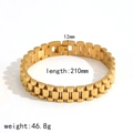 Bracciale stile cinturino in acciaio inossidabile dorato, 12mm di larghezza, lucido - Stile Dorato (12mm)(TB5109-12-G)