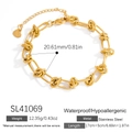 Waterproof 18k gold plated stainless steel Cuban chain bracelet with dimensions and weight - Knot Design Bracelet (SL41069) / 17cm+5cm