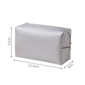 Silver PU leather makeup bag with fine texture and golden zipper 21.5cm x 13cm x 9cm - Octagonal Pouch / Large (21.5x13x9cm) / Silver