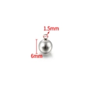 Polished silver 6mm stainless steel solid bead pendant with 1.5mm top hanging ring - Steel Color 6mm Solid Bead with Welded Ring