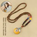 Tibetan Yellow Safety Buckle No.2 Elastic Wood Bead Chain