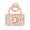 Miniature padlock charm in rose gold finish with micro-paved cubic zirconia stones - Full Zirconia Keyhole Charm / Burgundy