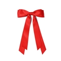 Elegant red double-layer bow hair clip with long ribbons on a plain white background - Red