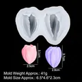 Tulip petal silicone mold for cake decoration with translucent white design and sizes - 2-Cavity Tulip / Clear
