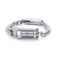 Men's silver stainless steel chain bracelet featuring a geometric hollow rectangle plaque - Steel Color (KB127123-KFC)