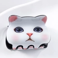 Pinza per capelli a forma di gatto bianco con orecchie rosa e finitura in resina - Piccolo gatto bianco carino (D18-1-17)