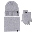 Winter 3-piece set with knitted hat, neck warmer, and gloves in classic grey - HX350 Neck Gaiter Set Light Grey