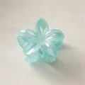 Elegant light blue gradient plumeria hair claw clip with a pearlescent finish - Matte Blue Electroplated [8cm Large]