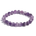 Minimalist natural purple amethyst beaded bracelet with polished round crystal gemstones - Natural Dream Amethyst / 6mm
