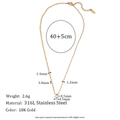 Collier pour femme en acier inoxydable doré 18K avec chaîne à billes et pendentif zircon - Doré